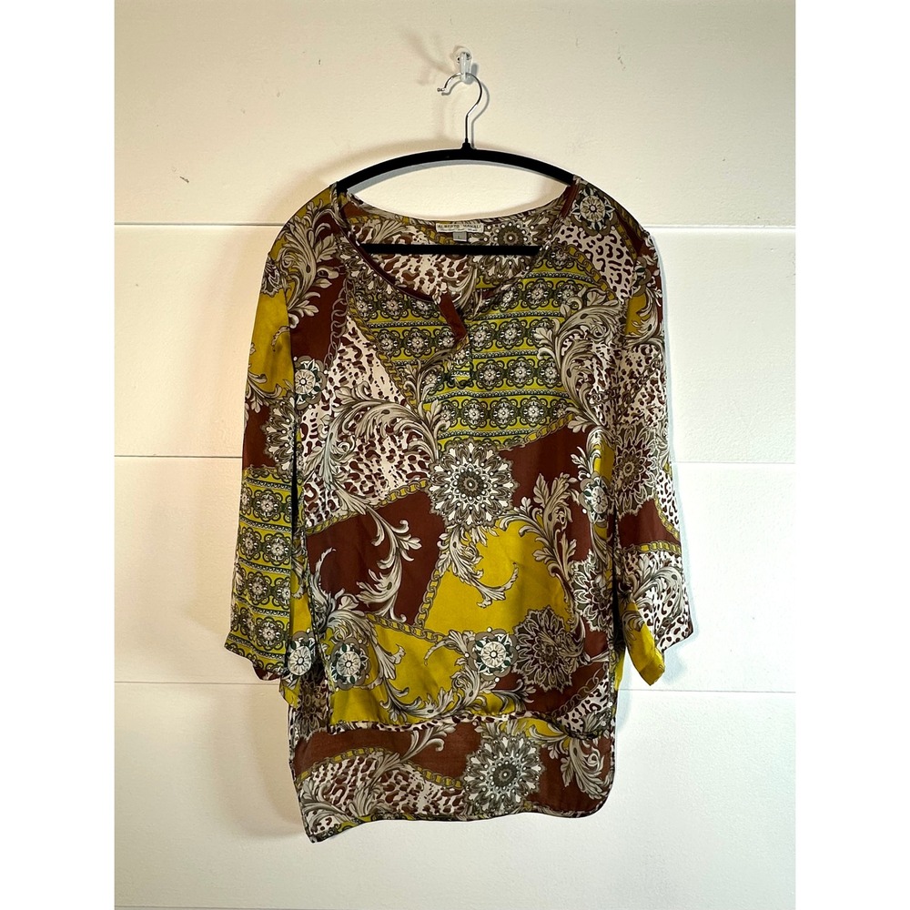 Alberto Makali Women's boho Tunic paisley floral print indie L arsty hi lo
